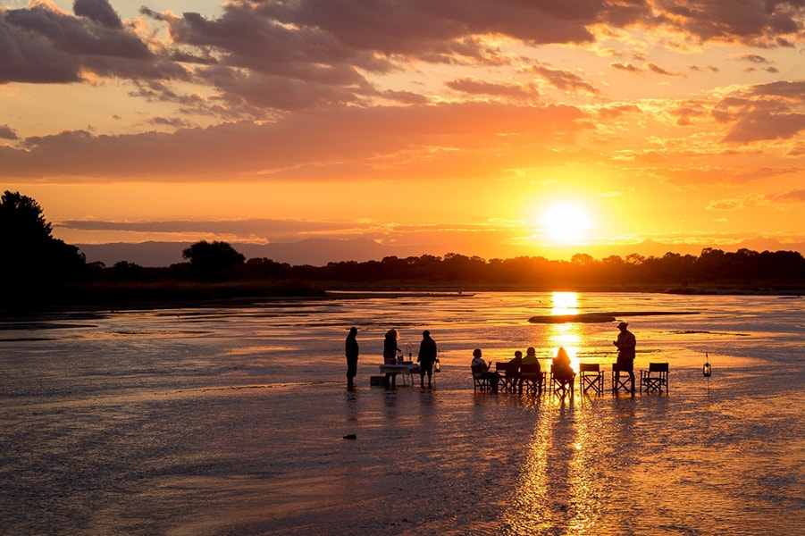 Sundowners in the Luangwa River, Zambia